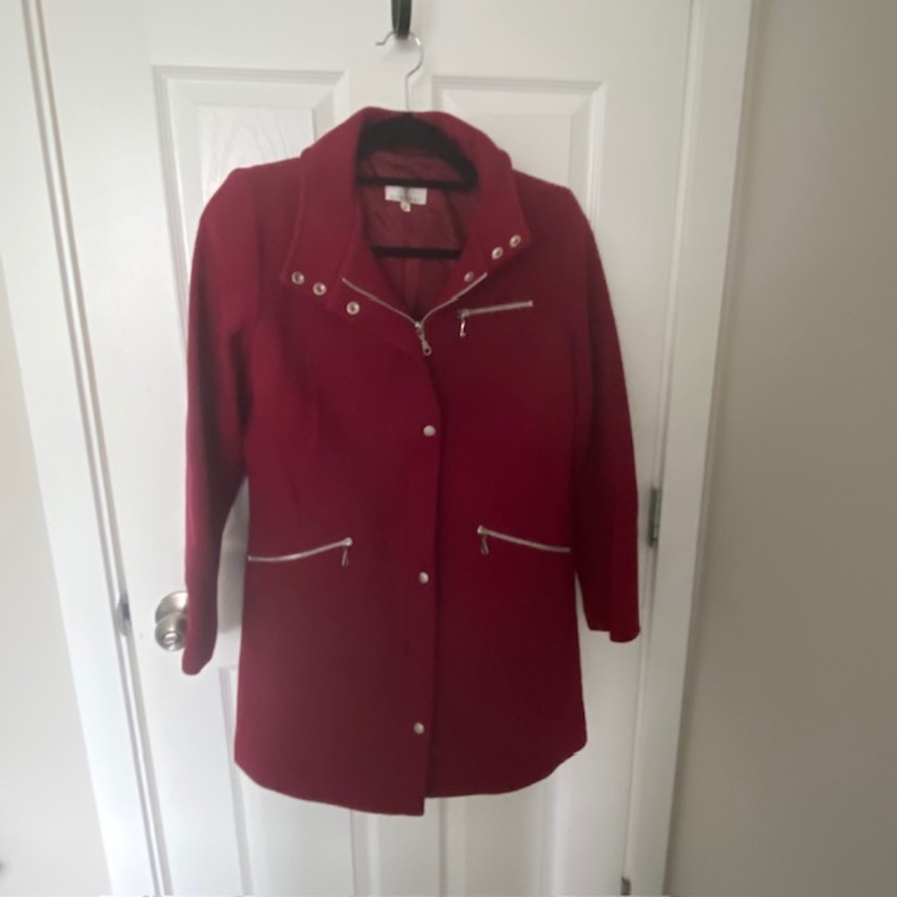 CURRENT Deep Red Women's Wool Blend Coat with Zipper Closure Size 8